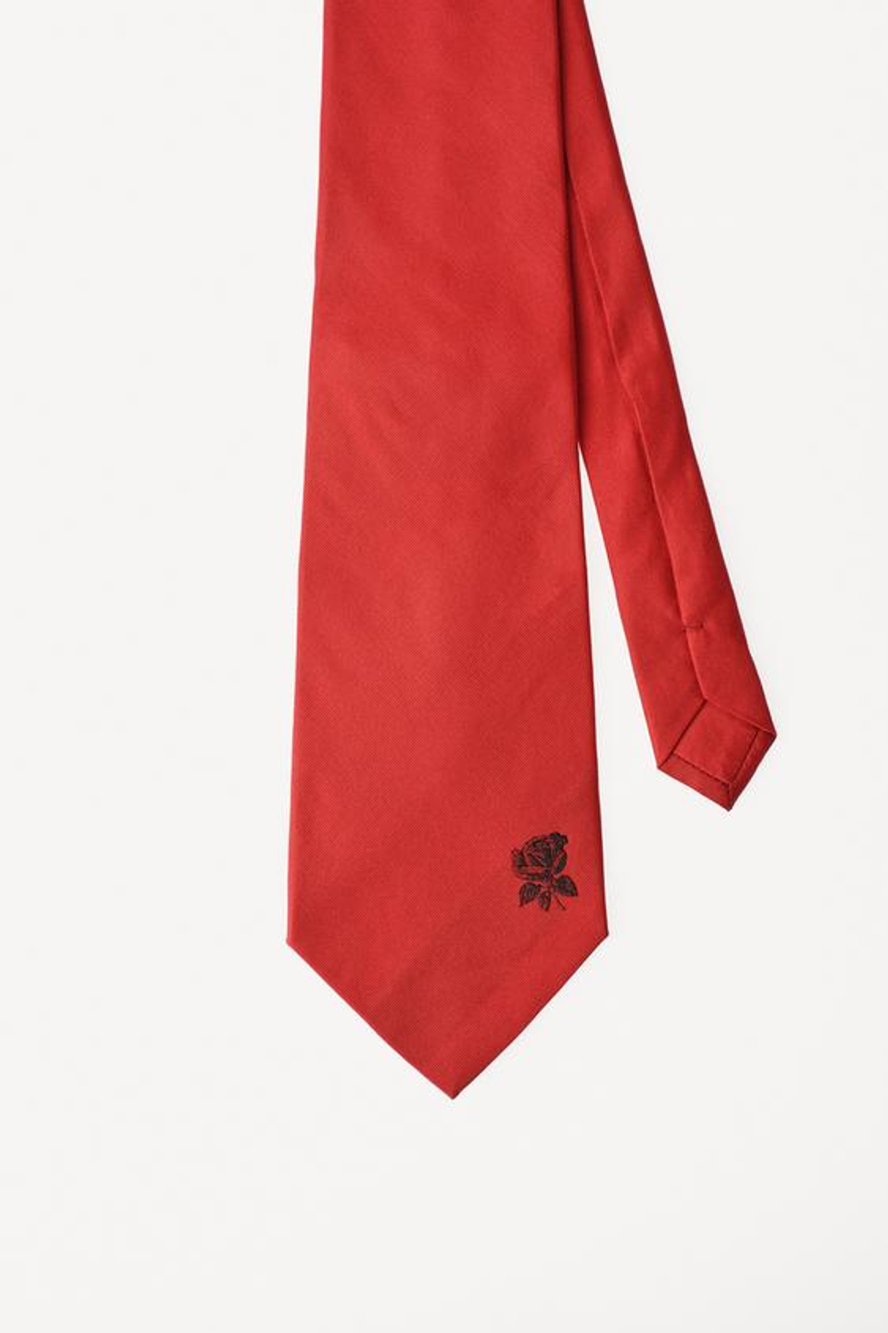 ZARA X WILLY CHAVARRIA ГАЛСТУК С ВЫШИВКОЙ ИЗ 100% ШЕЛКА, КРАСНЫЙ