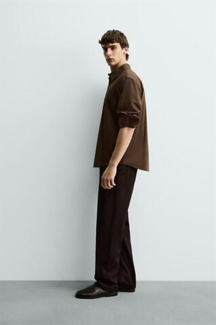 ZARA РУБАШКА RELAXED FIT, СВЕТЛО-КОРИЧНЕВЫЙ