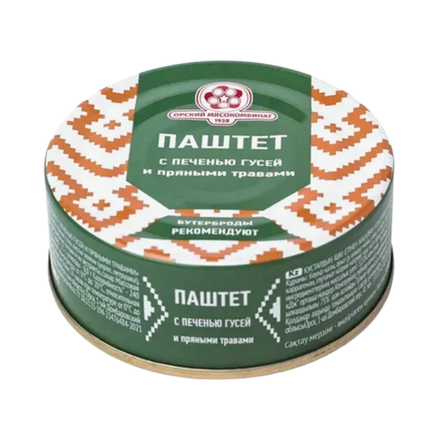 Паштет Орский мясокомбинат с гусиной печенью и травами 100 гр