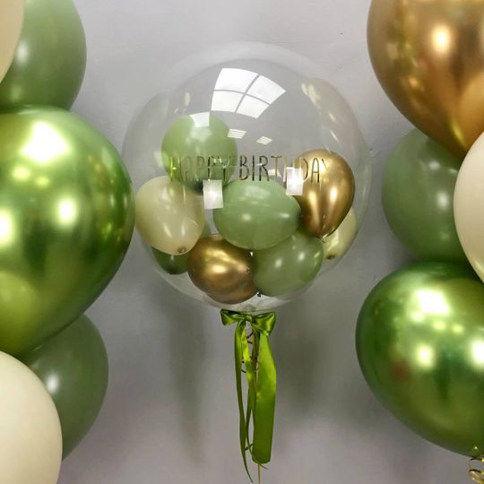 Сфера с шарами и надписью