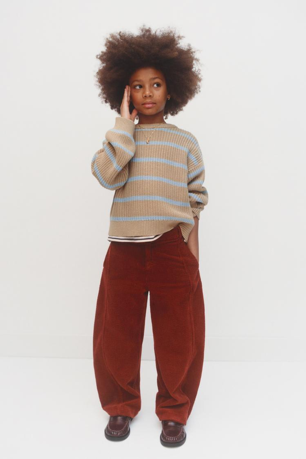 ZARA ВЕЛЬВЕТОВЫЕ БРЮКИ BARREL, ЧЕРЕПИЧНЫЙ