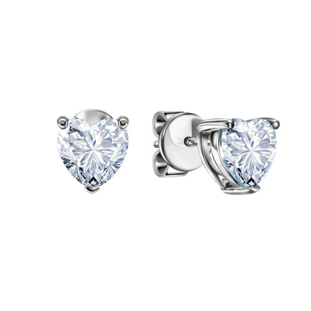 Серьги-гвоздики сердце белое