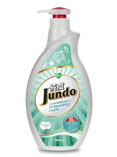 Гель для мытья посуды 1л ЭКО Jundo Конц. с гиалур.кисл. д/посуды/детс.принад. Aloe Vera*9