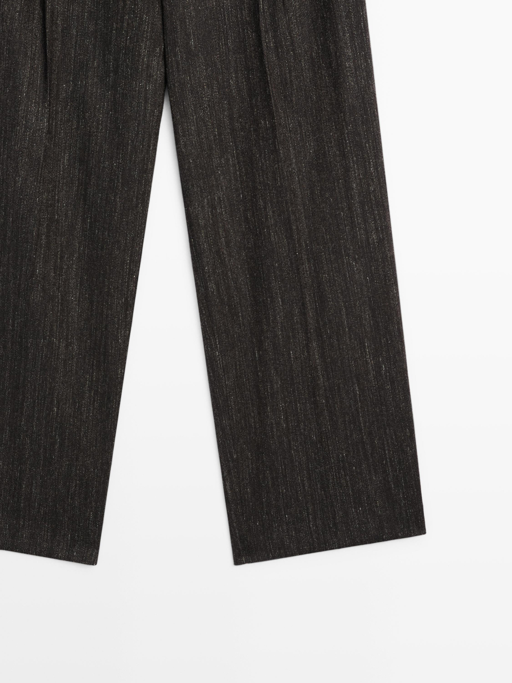 Massimo Dutti Брюки из меланжевой ткани с выточками, черный