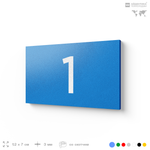 Табличка с номером 1 на дверь квартиры, для офиса, кабинета, аудитории, склада, голубая 120х70 мм, Айдентика Технолоджи