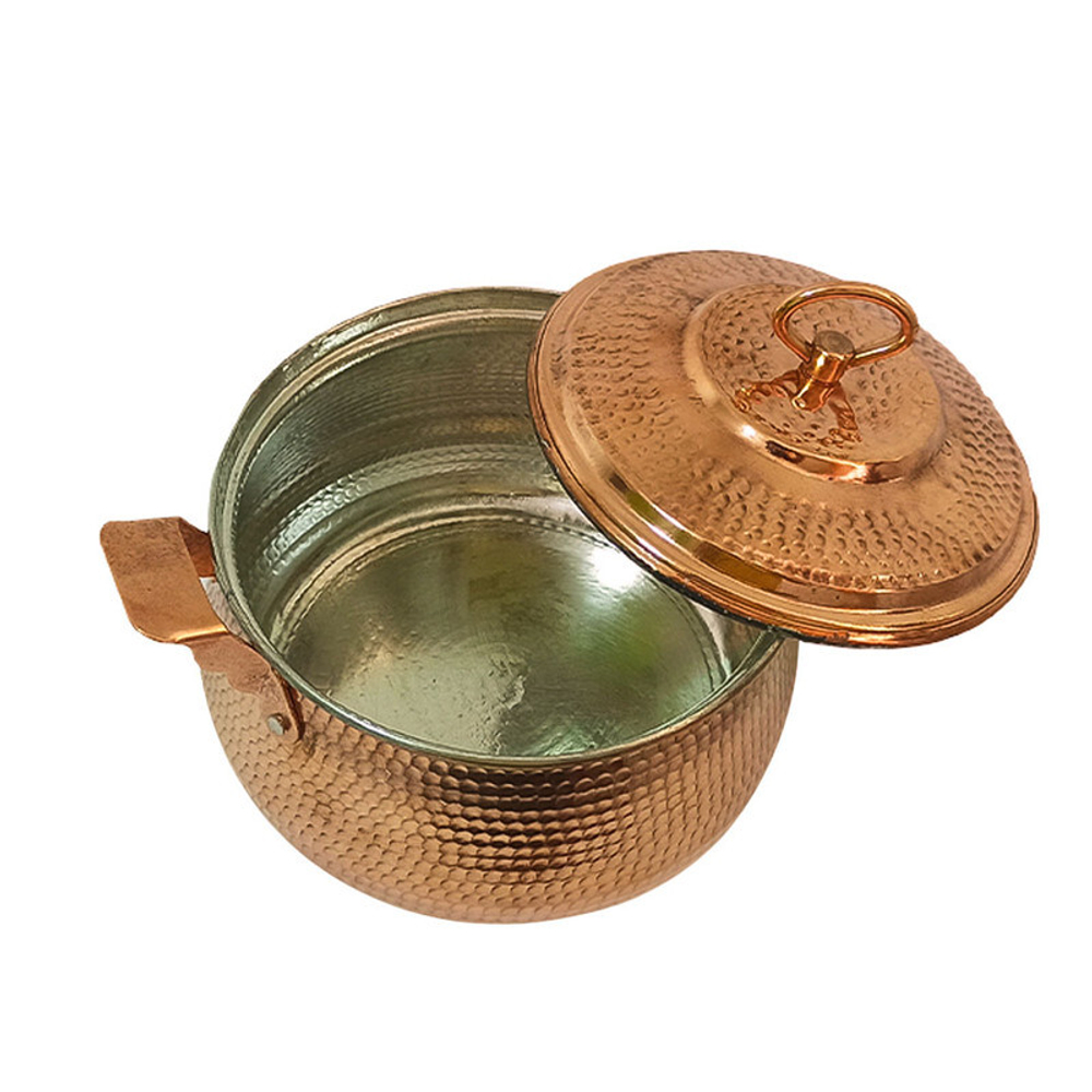 Медная кастрюля с крышкой 25x25 Иран