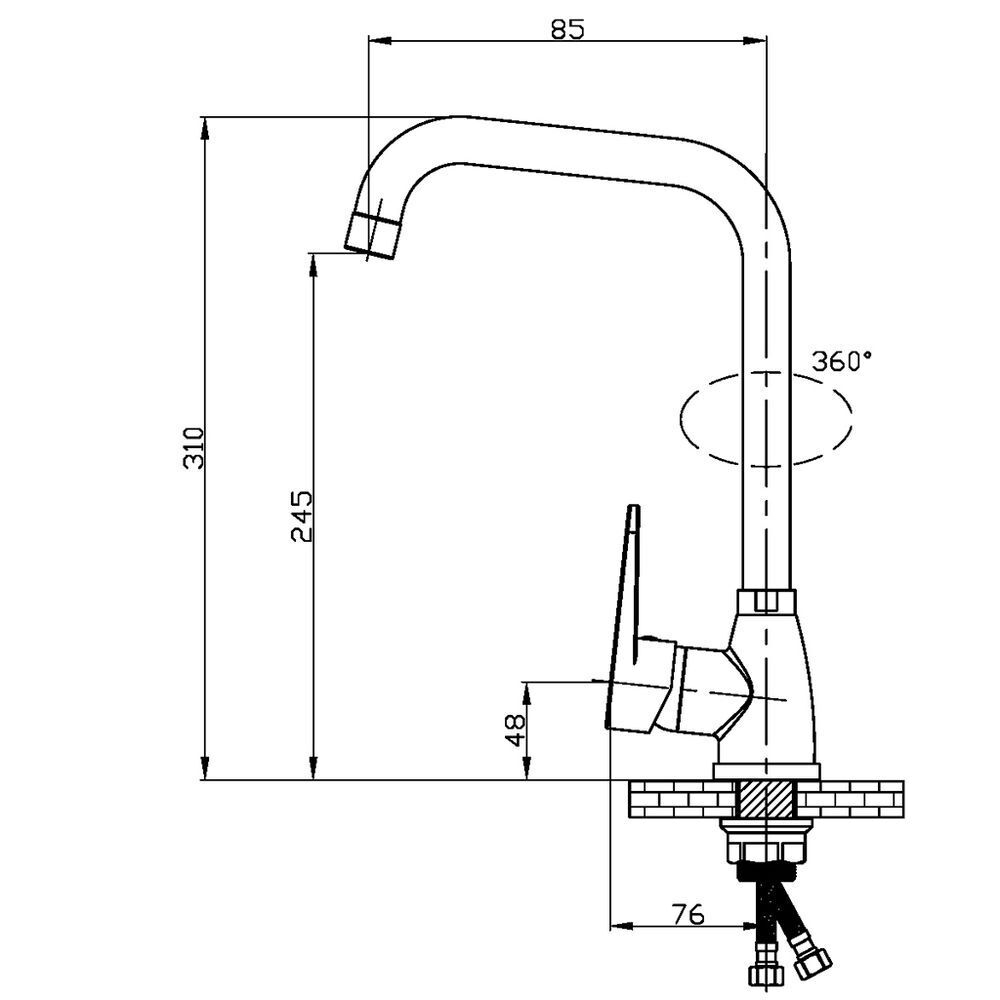 Смеситель для кухни, РМС, с картриджем, чер, SL77BL-017F-1