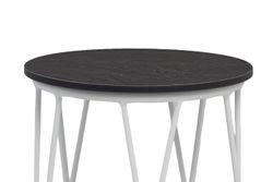 "Перу" журнальный стол из HPL круглый Ø40 H55, каркас из алюминия белый (RAL 9016) муар, цвет столешницы "серый мрамор"