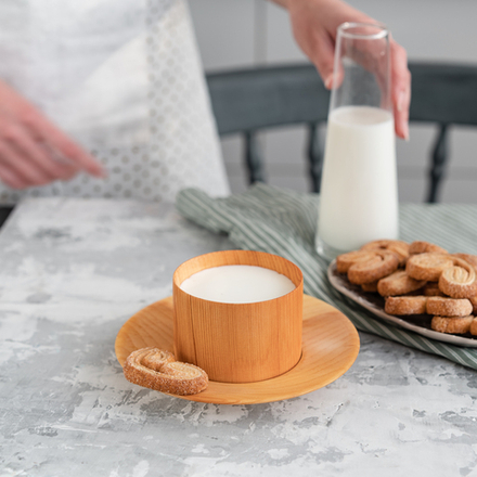 Деревянная кофейная чашка c блюдцем из дерева Сибирский кедр NC21