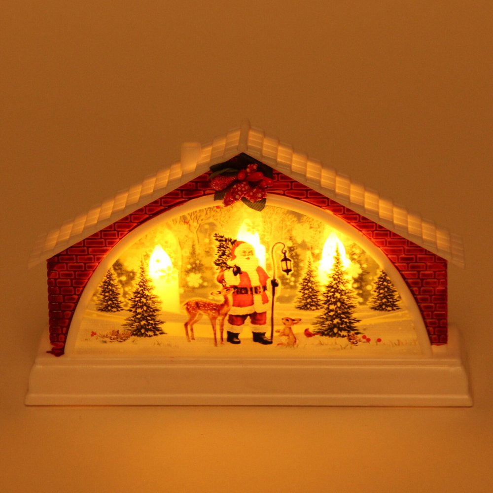 Сувенир с подсветкой «Домик с сказочными гостями» 15,5*4*9,5 см (работает от 2х батареек ААА)