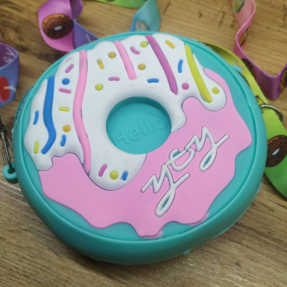 Сумочка-кошелек Пончик Hello силикон (круглая) цвет бирюзовый