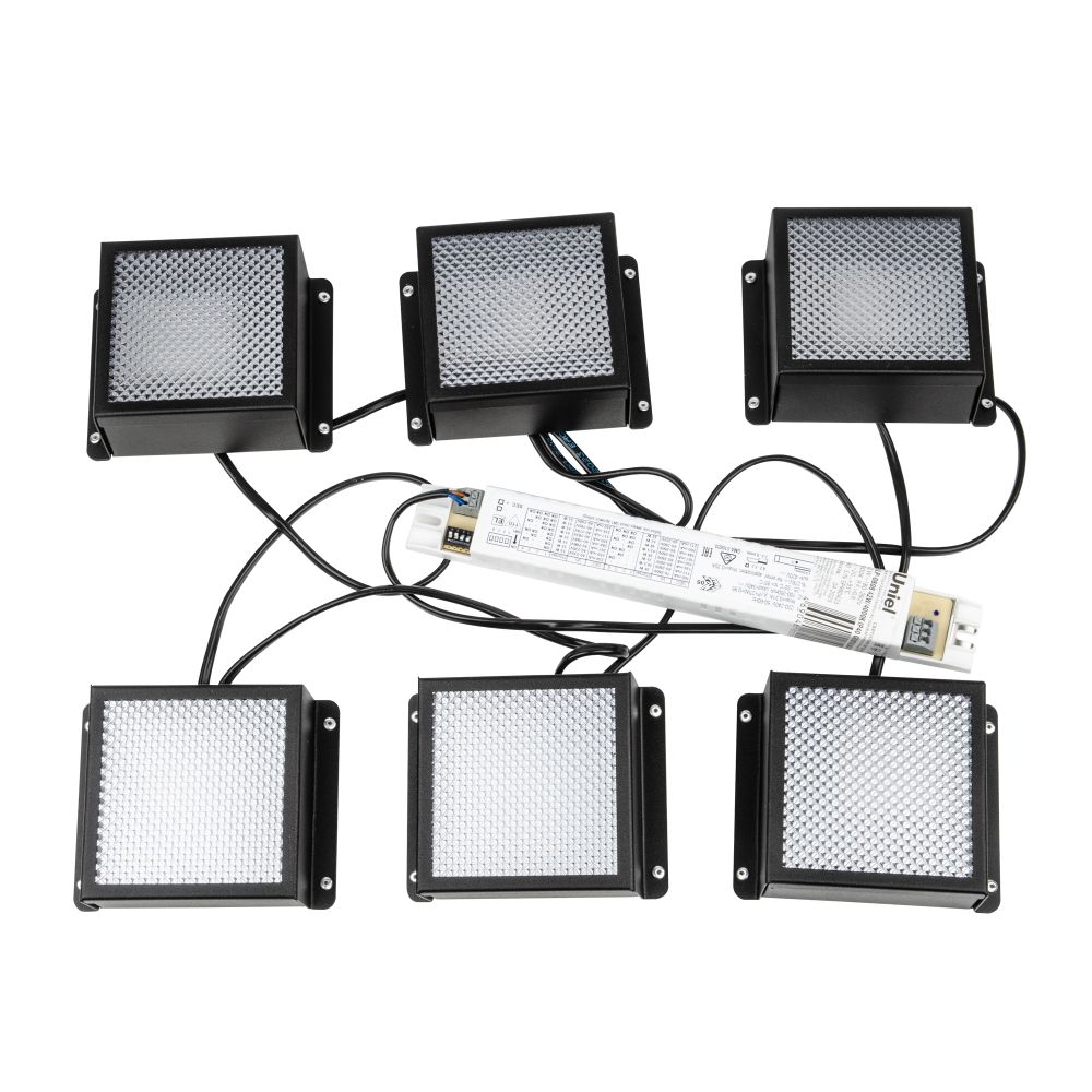 ULP-0808 42W-4000К IP40 GRILYATO BLACK KIT06 Светильники светодиодные потолочные встраиваемые. комплект из 6 штук. Белый свет 4000K. 5208Лм. Для ячеек 86x86мм. Корпус черный. В комплекте с и-п. ТМ Uniel