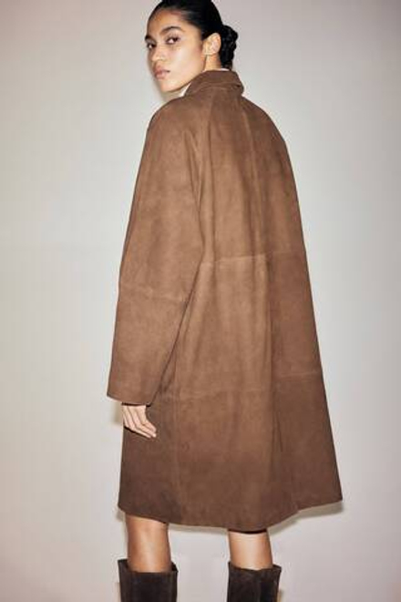 H&M Замшевое пальто, темно-коричневый