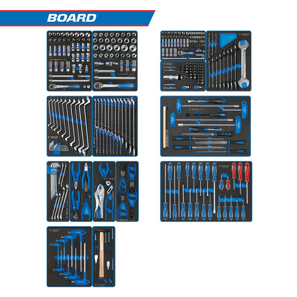 Набор инструментов &amp;quot;BOARD&amp;quot; для тележки, 15 ложементов, 325 предметов KING TONY 934-325MRVD