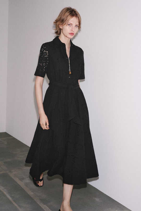 ZARA ПЛАТЬЕ-РУБАШКА С ВЫШИВКОЙ — ZW COLLECTION, ЧЕРНЫЙ