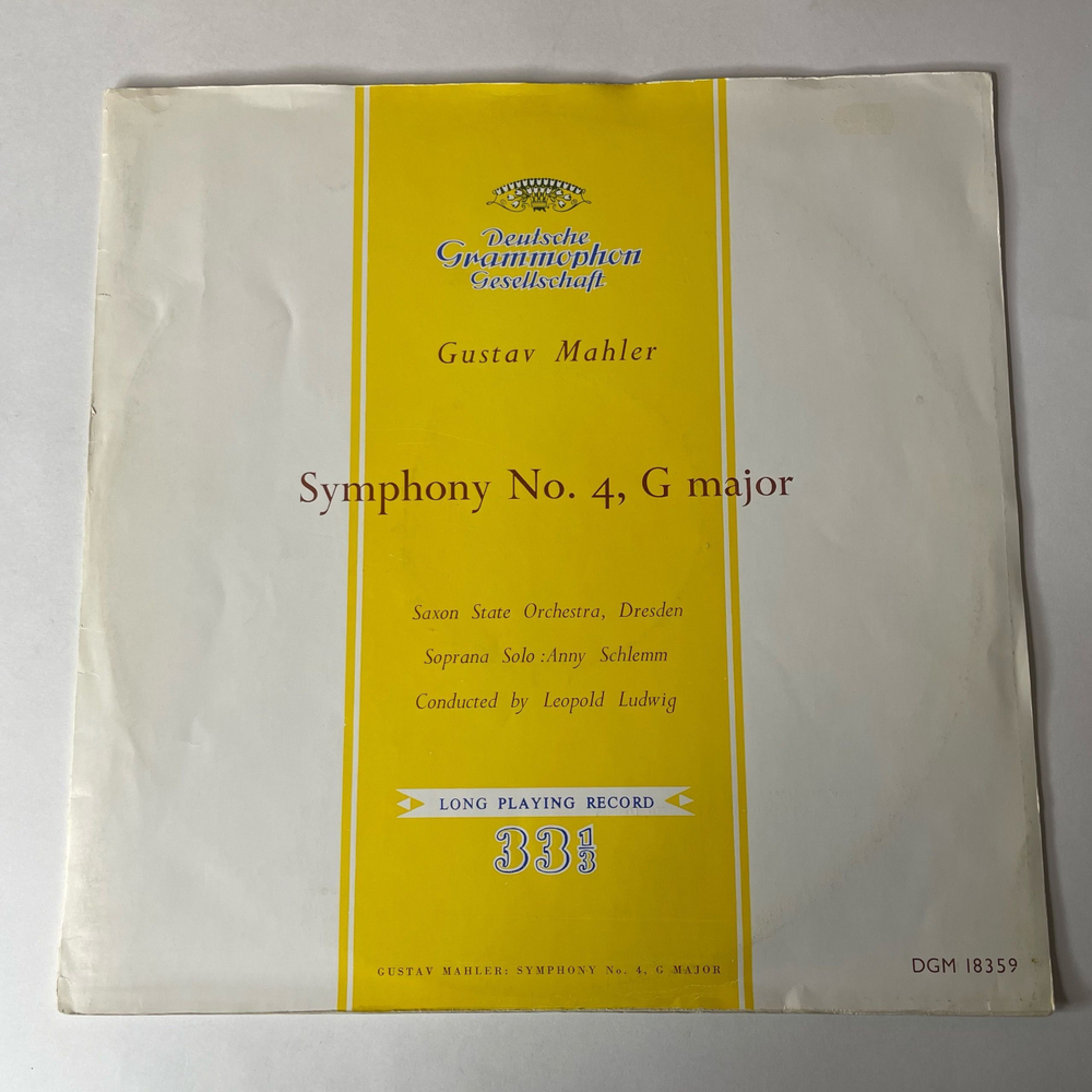 Винтажная виниловая пластинка LP Gustav Mahler Малер, Soprana Solo Anny Schlemm Conducted By Leopold Ludwig Симфония Symphony No. 4, G Major (Англия 1957)