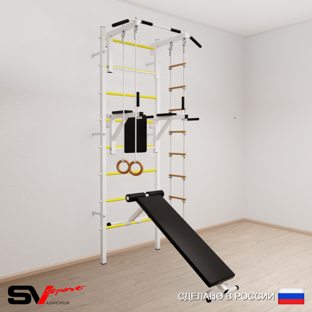 Шведская стенка Sv Sport усиленная 688 (Турник стандарт/Брусья/Скамья/Кольца/Лестница)