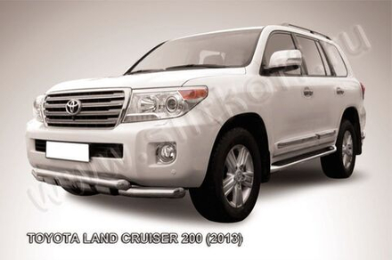 Защита переднего бампера (нержавейка) Toyota Land Cruiser 200 (2013-2015) d76+d76 с защитой картера