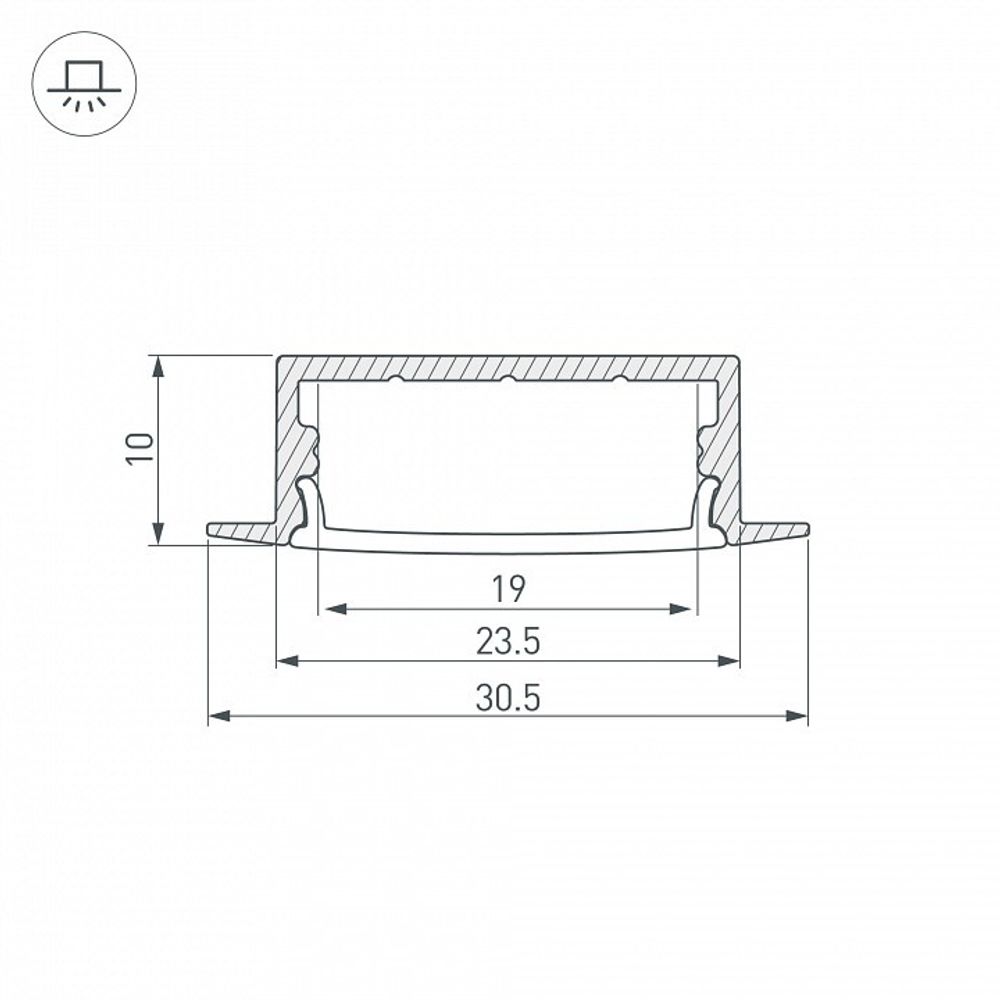 Профиль встраиваемый Arlight ARH-WIDE-F-H10-2000 ANOD 016186