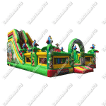 Надувной батут "Джунгли малый" с птичками на столбиках, размер 10*7*5 м