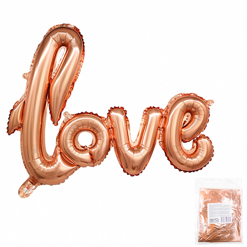 Надпись фольгированная "LOVE" розовое золото 39''