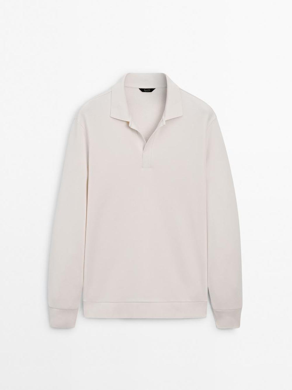 Massimo Dutti Свитер с воротником-поло, бежевый