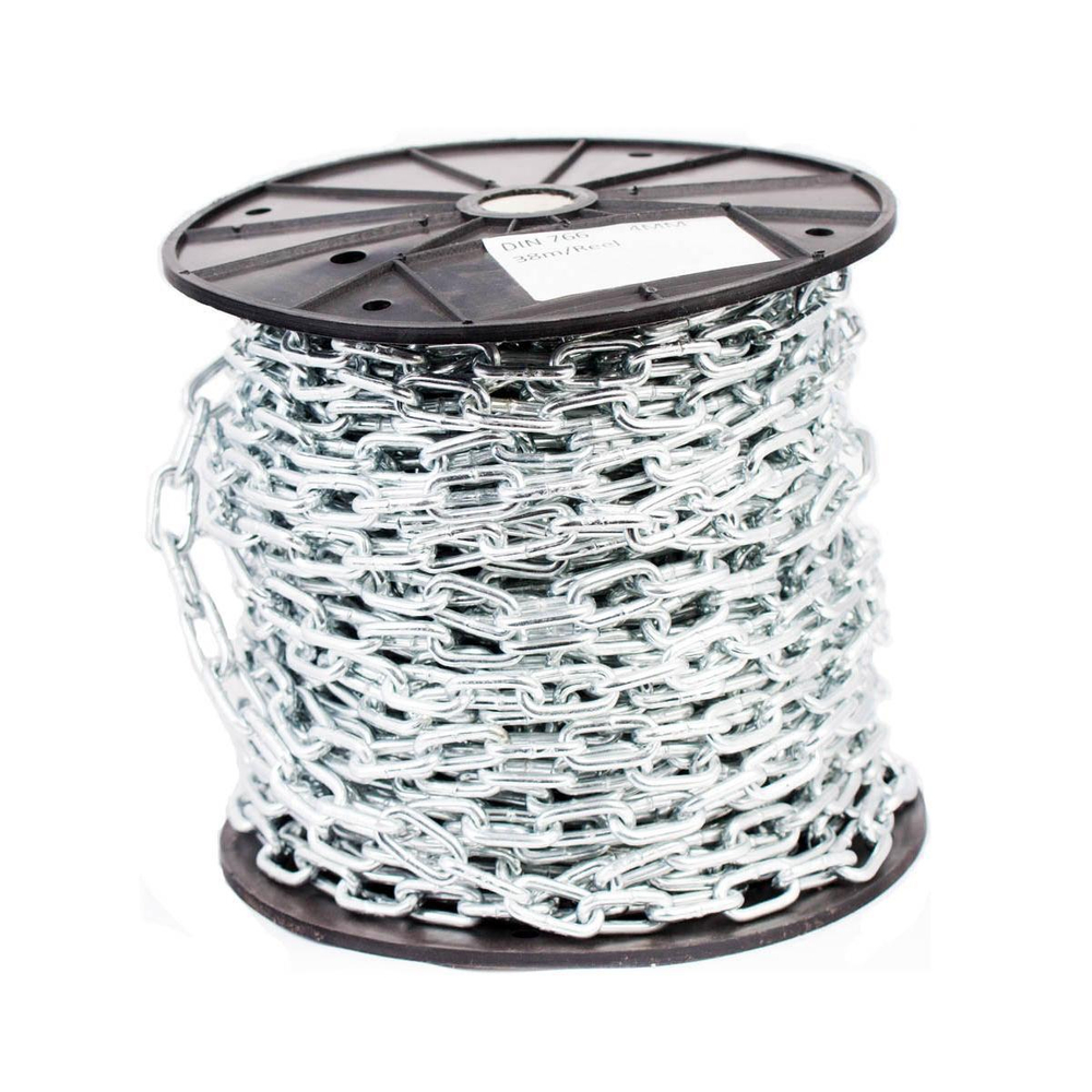 ЦЕПЬ СТРОЙБАТ DIN 766 (КОР. ЗВЕНО) 3ММ (БЕЛЫЙ ЦИНК)