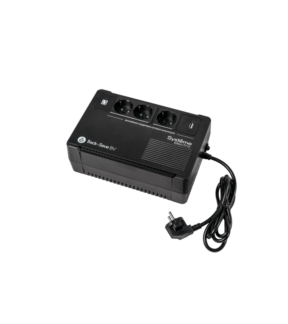 Systeme Electric Back-Save, 600VA/360W, 230V, Line-Interactive, AVR, 3xSchuko, USB charge(type A), USB