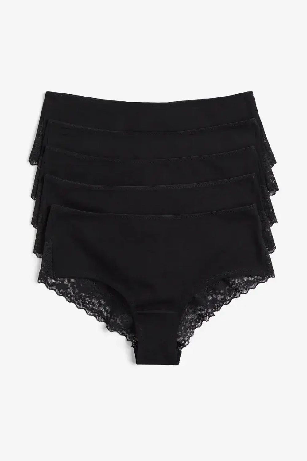 H&M Набор из пяти трусов с кружевом, черный