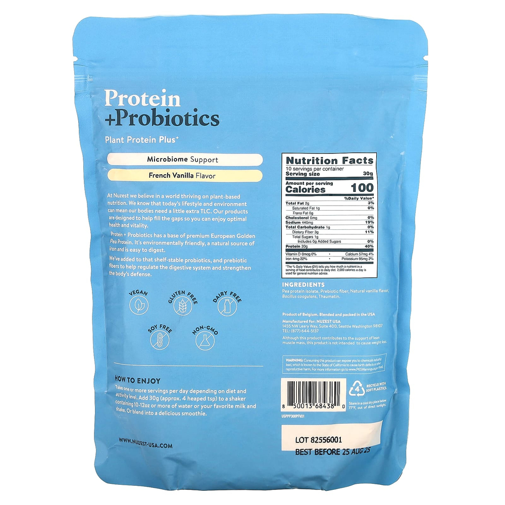 Nuzest, протеин и пробиотики, французская ваниль, 300 г (10,6 унции)