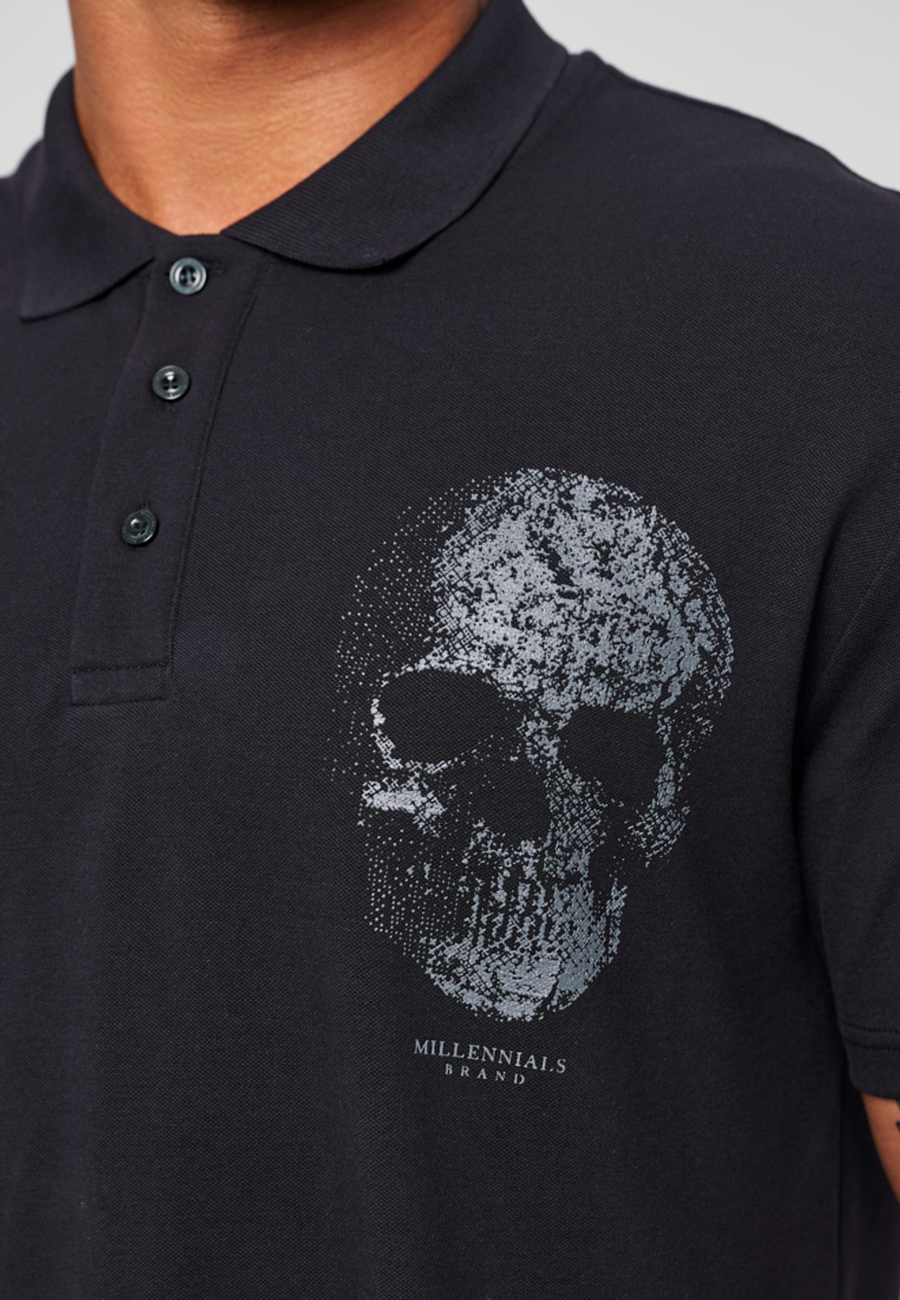 Футболка-поло "ЧЕРЕП" Черная