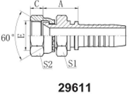 Фитинг DN 06 JIS BSP 1/4 (2 шестигранника)