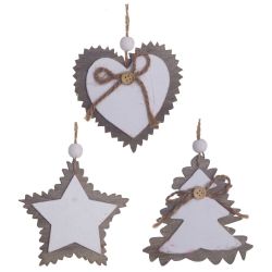 GAEM Украшение новогоднее "Сердце/Звезда/Елка", L10 W0,5 H10 см, 3в.