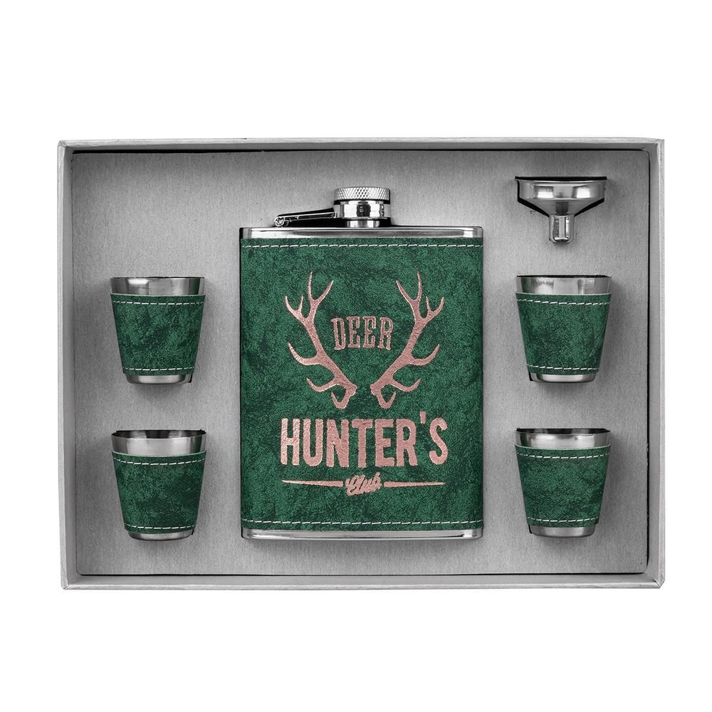 Набор Helios Книга Записки охотника (фляжка 210мл + 3 стопки) (HS-2023-TZ-2)