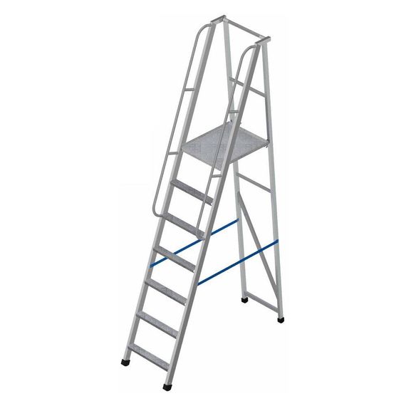 Лестница-платформа фиксированной высоты алюминиевая MEGAL ЛПФВА Н=1.8-6 с широкими ступенями