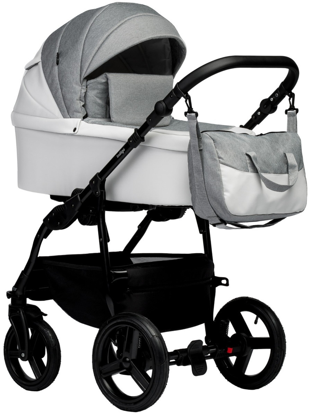 Детская коляска Indigo Impulse Eco 3 в 1 с автокреслом Avionaut Cosmo Beige Ie03 белая кожа/серый