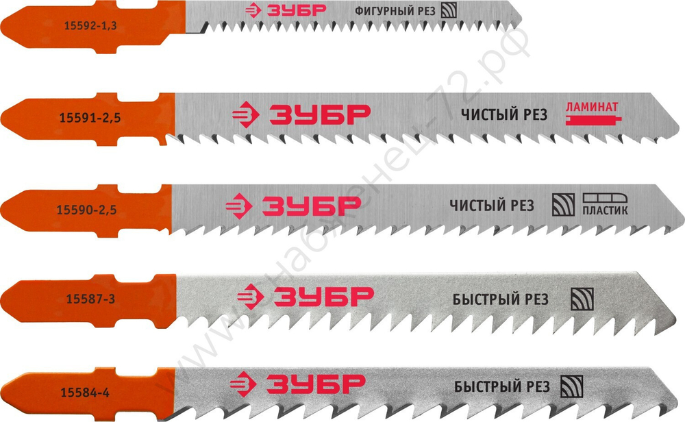 ЗУБР T-хвост., по дереву, 5шт., Набор полотен для лобзика (1595-S5)