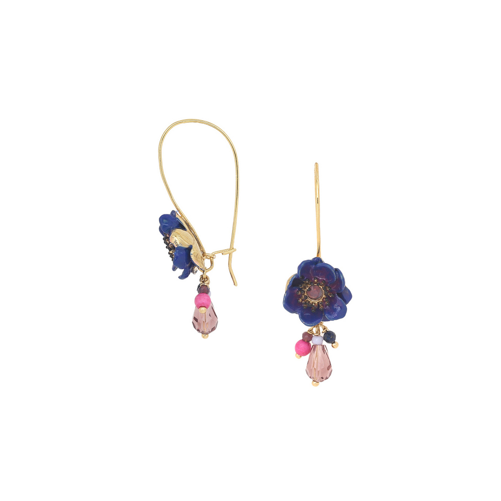 Серьги Franck Herval, Mellina, с цветной смолой, кристаллом, говлитом и стеклянной бусиной, FH26.1-1