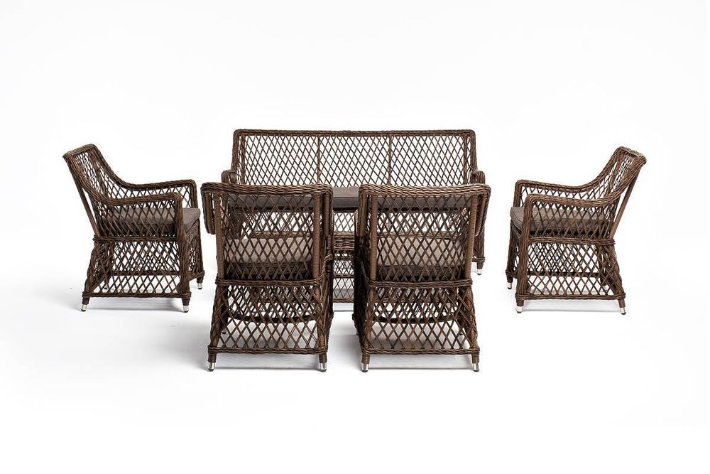 "Асти" лаунж-зона из искусственного ротанга на 6 персоны, цвет коричневый