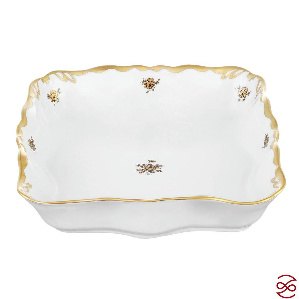 Салатник квадратный Queen's Crown Золотая роза 23 см