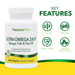 NaturesPlus, Ultra Omega 3/6/9, 60 мягких таблеток