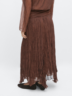 Massimo Dutti Плиссированная юбка-миди из органзы, карамельный