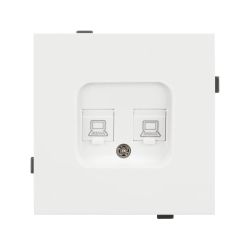 Механизм компьютерной розетки двойной SCT-TENDO-MPC2-SFPL-WH (RJ-45, CAT6) (Arlight, Матовый белый) 054598