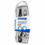 Готовальня BRAUBERG ULTRA, 4 предмета: циркуль 135 мм, запасные грифели, насадка, графитовый цвет, 210821