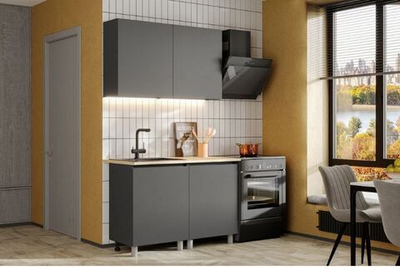 Кухонный гарнитур Den (1,2м) Графит/Дуб Сонома