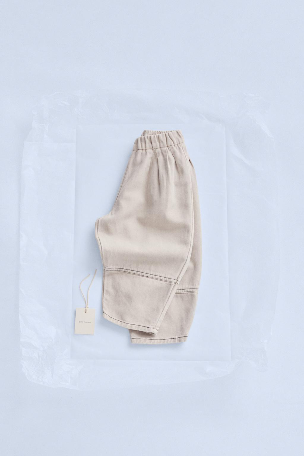 ZARA TIMELESZ БРЮКИ BAGGY ИЗ СМЕСОВОГО ЛЬНА, КОСТЯНОЙ