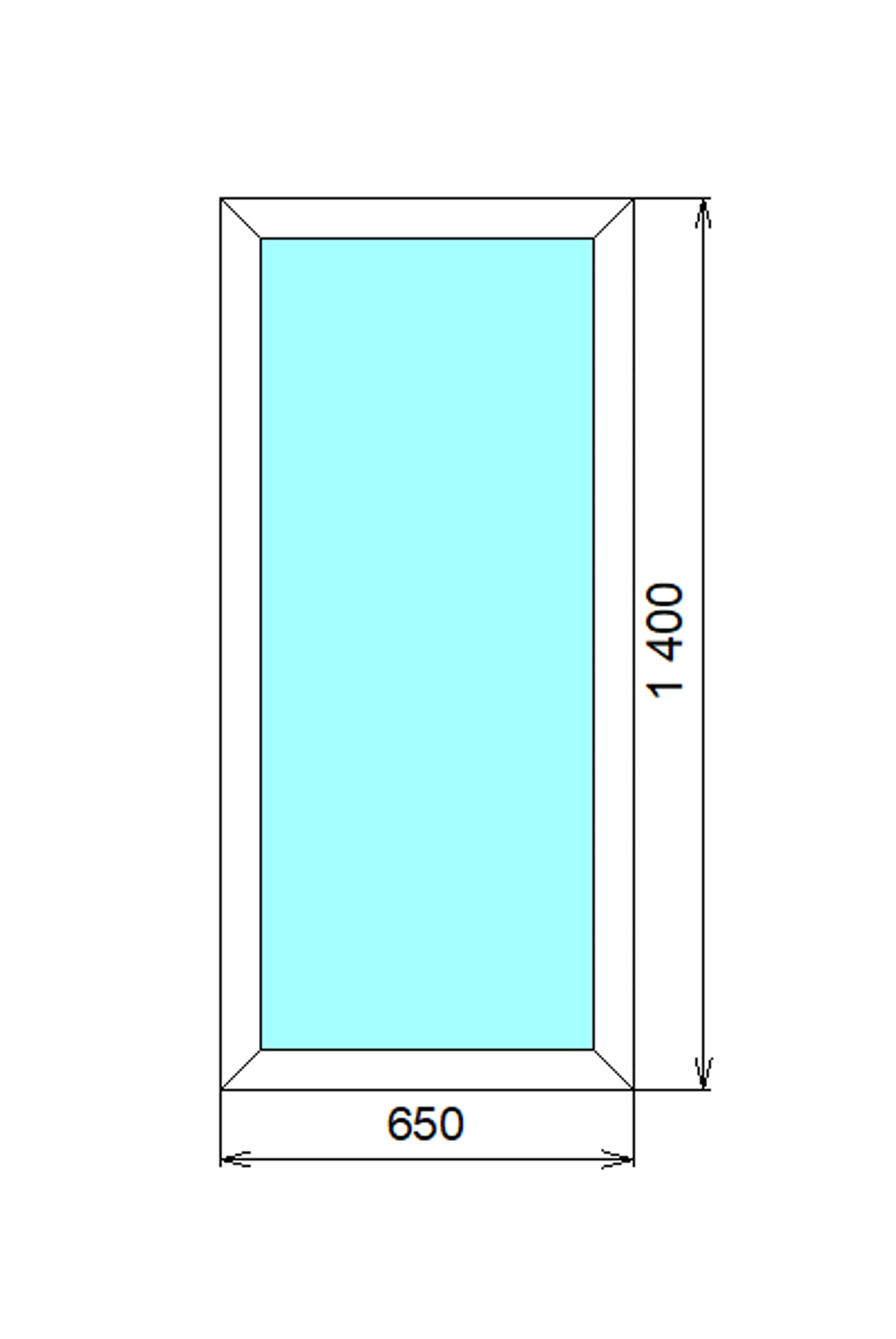 Окно глухое, 650 х 1400 мм.