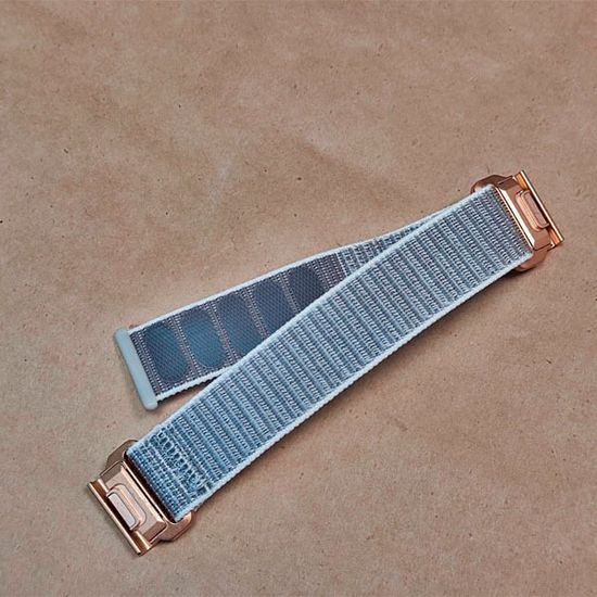 Ремешок QuickFit 20 мм нейлоновый для Garmin Fenix 7S, Fenix 6S, Fenix 5S, Instinct 2S, Epix Pro Gen 2 (42 mm) быстросъемный велкро (Серый, золото)