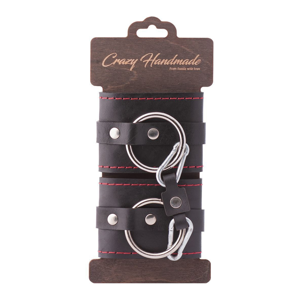 Черные однослойные кожаные наручники с контрастной строчкой (Цвет: черный)