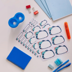 Наклейки для школы Динозавр (синий), 56 шт